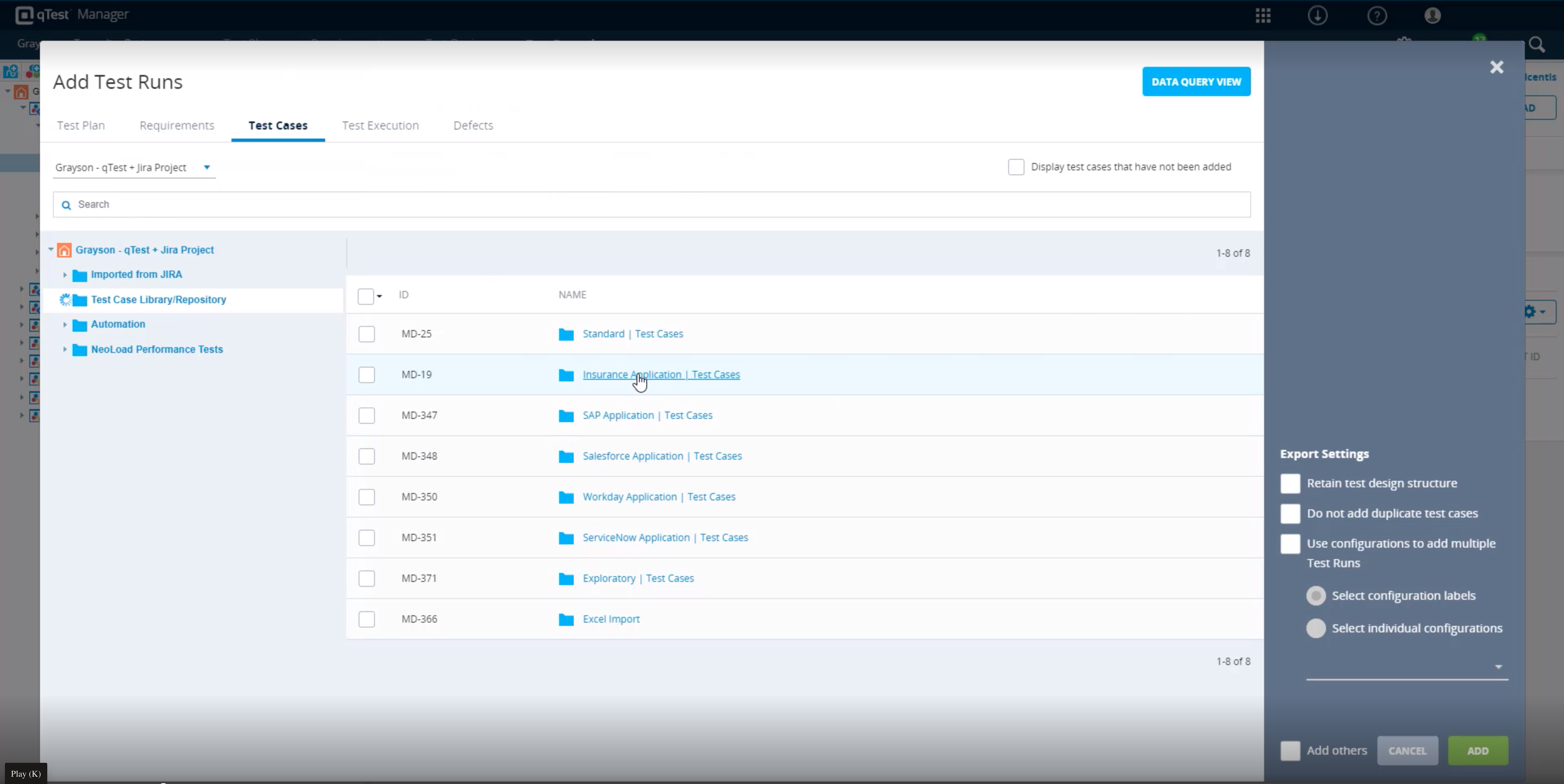 screenshot of Tricentis qTest